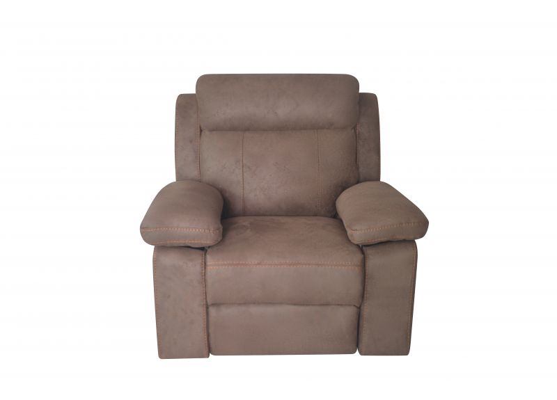 Manual Recliner Fabric Armchair in Brown - Glenora